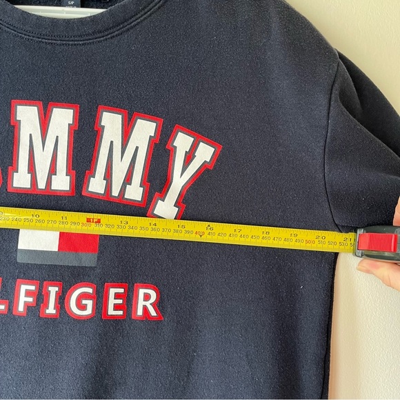 Tommy Hilfiger Logo Sweatshirt Small Navy Blue Pullover Crewneck Cotton Blend - Picture 7 of 7